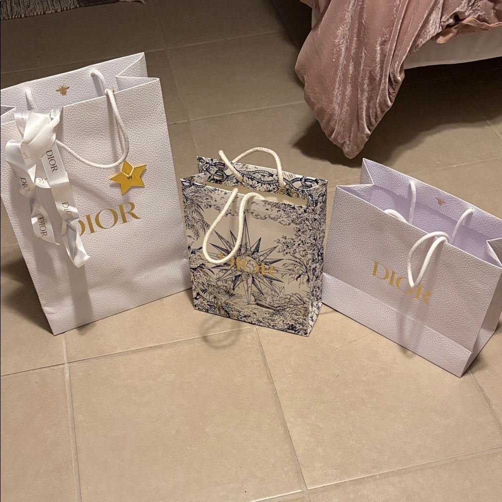 Dior White and Blue Women's shopping Bag Set